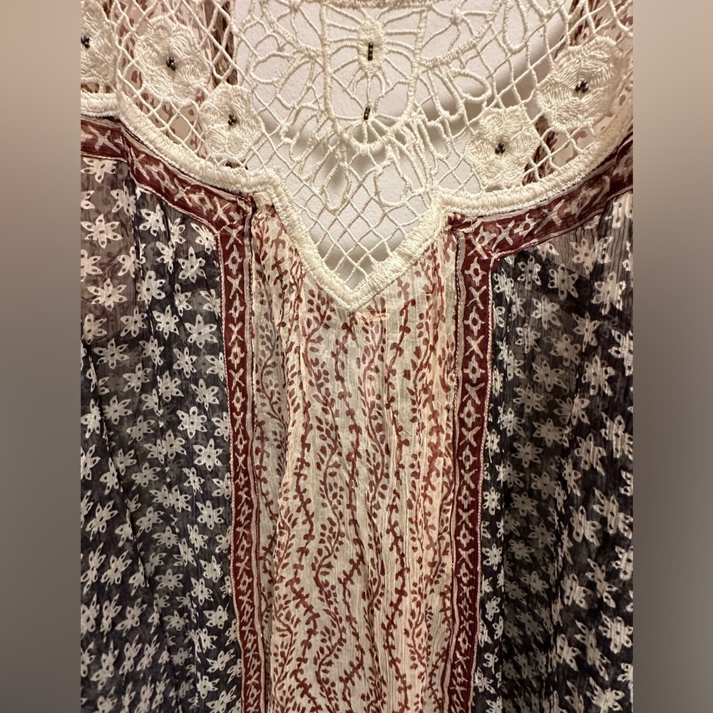 Free People print lace top size L